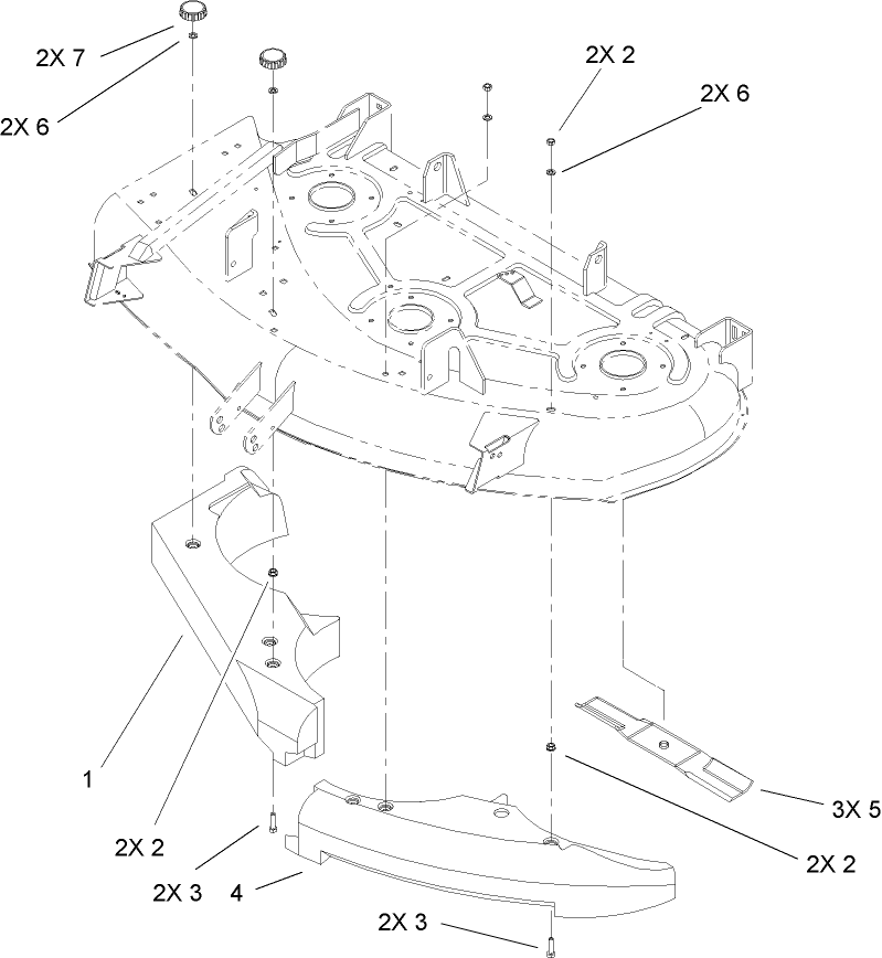 Baffle And Blade Assembly Diagram and Parts List for 108-7195  Lawn Boy Lawn Tractor Accessories